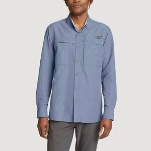 Eddie Bauer Ripstop Guide Long Sleeve Button Shirt Blue Men’s XL Performance EUC